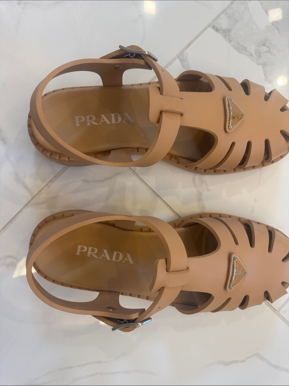 Prada Rubber Fisherman Sandals – Nude/Beige – Size 11 - Picture 4 of 4